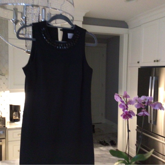 Jesse Ryan mod A line little black dress with mod stones at throat size small🖤 - Picture 4 of 17